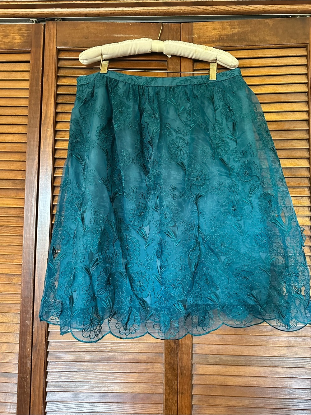 Yoana Baraschi for Anthropologie Blossomed Aubrieta lace teal skirt size 14 - Picture 8 of 13